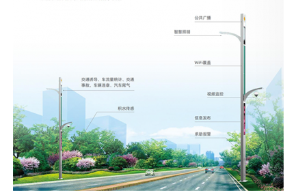 以城市路灯杆、多功能杆为载体，与AI智能、云计算、物联网等技术完美结合，建设强大智慧城市。