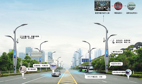 5G智慧交通杆 智慧路灯杆 多功能杆，是指具备5G通信、物联网、云计算、人工智能、自动控制等信息技术的多功能综合系统。支持实现包括路况信息感知、路网监测、交通管理优化、5G布局、车路协同等各类型功能应用。
