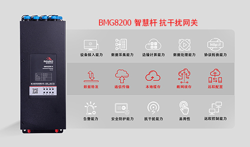 抗干扰网关的主板、接口、芯片选型、防护固件等，都针对抗干扰能力做了专门设计。智慧杆抗干扰网关一般要进行电源端子电压骚扰测试、传导共模骚扰测试和辐射骚扰测试等。