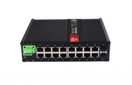 耀世管理型 2 光 16 电千兆工业交换机，支持WEB管理，SNMP、VLAN等，支持环形拓扑、星型拓扑、总线拓扑等组网，广泛应用于智能交通、智慧楼宇、智慧工厂、智慧园区、智慧城市等领域。